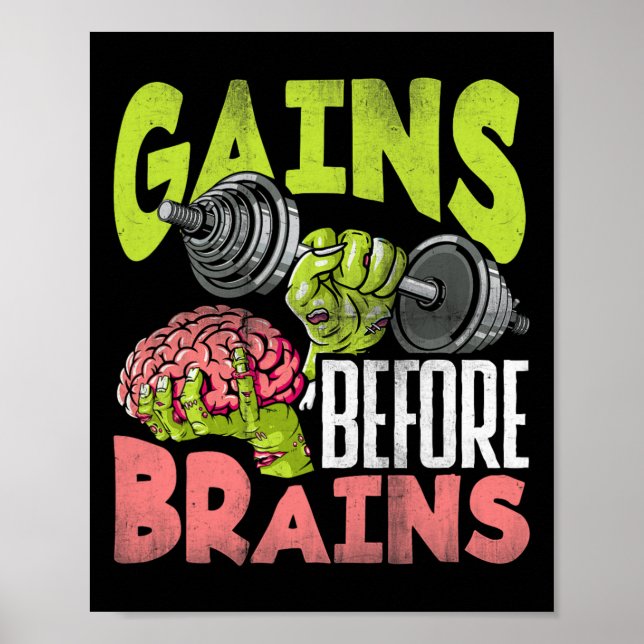 Póster Halloween Workout Zombie Weightrising gana antes (Frente)