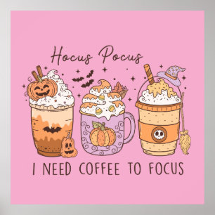 Póster Halloween y el café