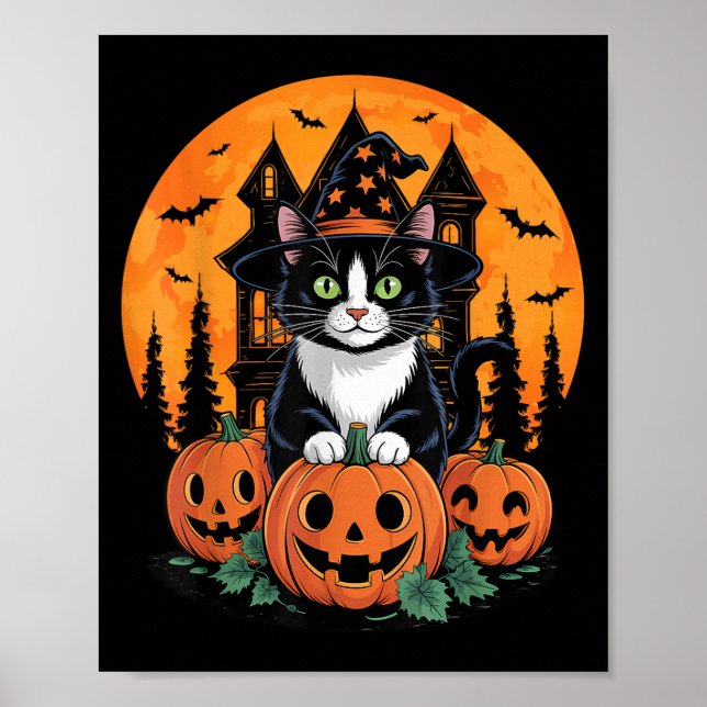 Póster Halloween y Jack O Lantern Pu Gorra de la Bruja de (Frente)