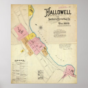 Póster Hallowell, el condado de Kennebec, y Maine
