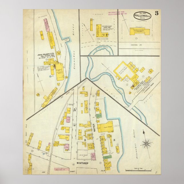 Póster Hallowell, Kennebec County y Maine 2 (Frente)