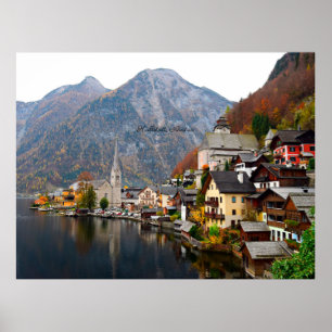 Póster Hallstatt, Austria autumn landscape