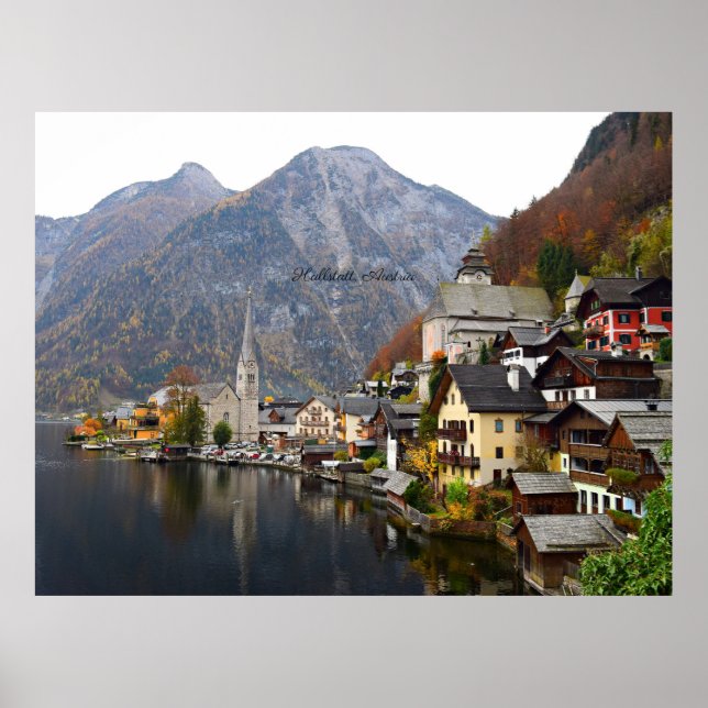 Póster Hallstatt, Austria autumn landscape (Frente)