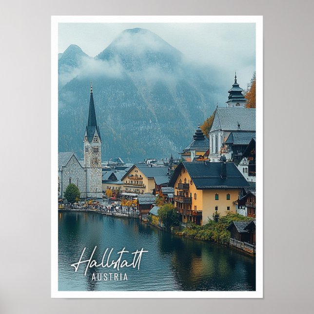 Póster Hallstatt Austria Hermoso Lugar Turístico (Frente)