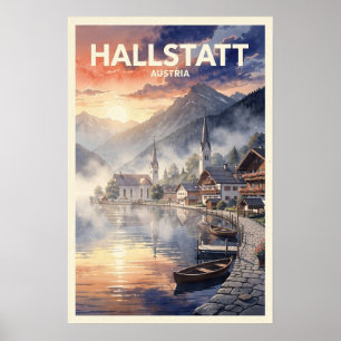 Póster Hallstatt Austria Viajes Vintage