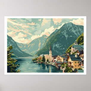 Póster Hallstatt, Austria Vintage
