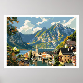 Póster Hallstatt, Austria Vintage