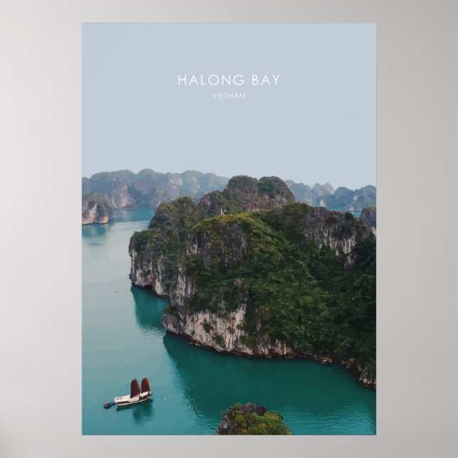 Póster Halong Bay, Vietnam Travel Artwork (Frente)