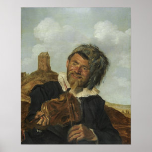 Póster Hals - Hombre tocando el violín en un paisaje de d