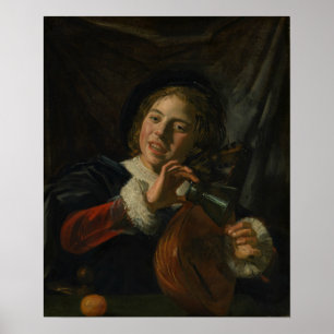 Póster Hals - Niño Con Un Vaso Y Una Lute