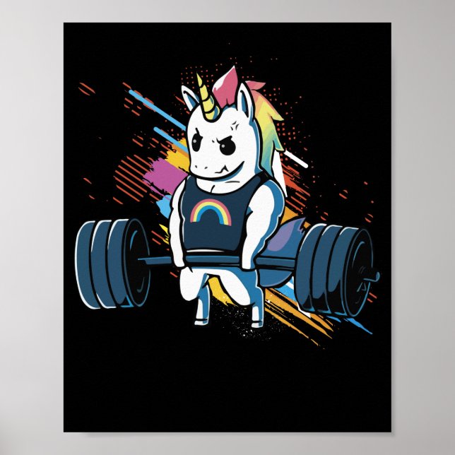 Póster Halterofilia de Unicornio levanta el arco iris (Frente)