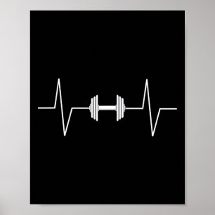 Póster Halterofilia Dumbbell Heartbeat Ekg Pulse Tee Gif