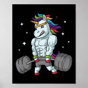 Póster Halterofilia Unicornio - Graciosa Muerte Y Gif Gym
