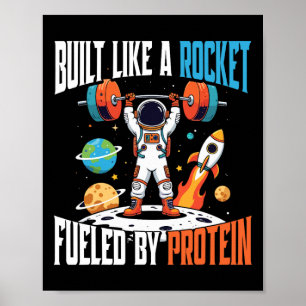 Póster Halterofilia Y Cos Espaciales Astronautas De Const