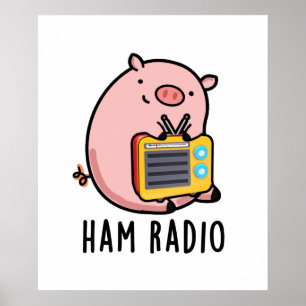 Póster Ham Radio Funny Pig Pun