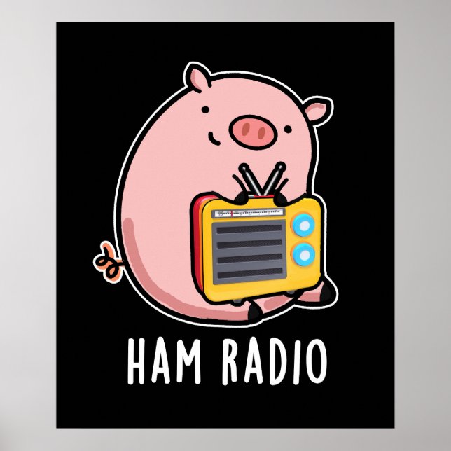 Póster Ham Radio Funny Pig Pun Dark BG (Frente)