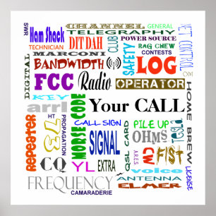 Póster ¡Ham Radio Word Collage Poster Personalizar!