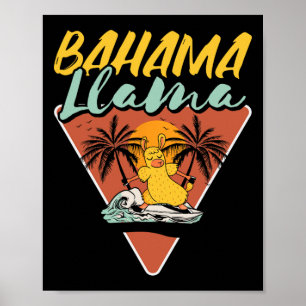 Póster Hama Llama Llama Divertido Surfista Llama Surfear 