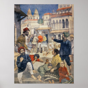 Póster Hambre en India