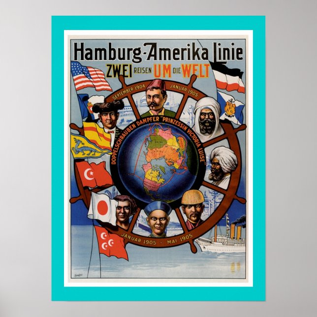 Póster Hamburg American Line Poster (Frente)