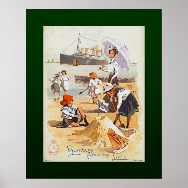 Póster Hamburg-Amerika Lines~SS Victoria Luise~Niños~ (Frente)