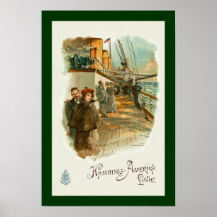 Póster Hamburg-Amerika~SS Furst Bismark~Hombre/Mujer En C