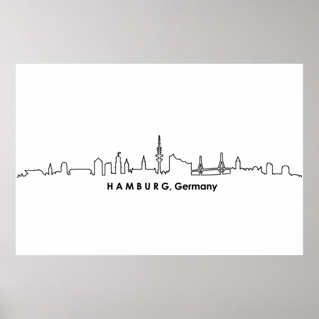 Póster HAMBURG Elbe Alemania Skyline Silhouette (Frente)
