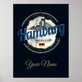 Póster Hamburg Skyline Alemania Vintage Holiday Souvenir