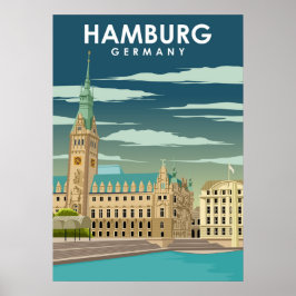 Póster Hamburgo Alemania Ilustracion de Viajes de la Ciud