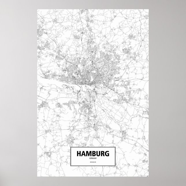 Póster Hamburgo, Alemania (negro sobre blanco) (Frente)