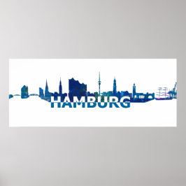 Póster Hamburgo Alemania Skyline Silhouette