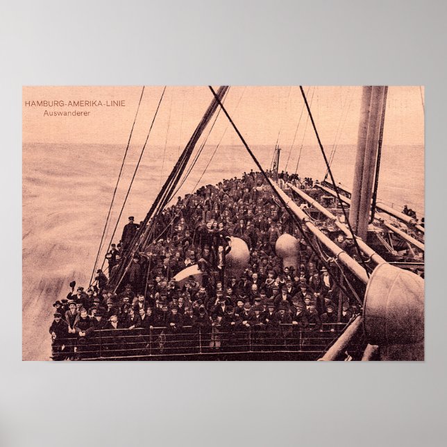 Póster Hamburgo Amerika Linie, Auswanderer Emigrantes 191 (Frente)