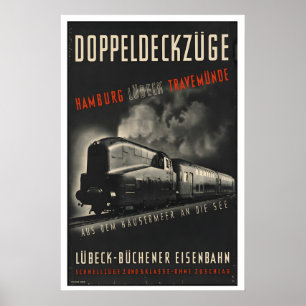 Póster Hamburgo Travemunde Lubeck Alemania Viajes Antiguo
