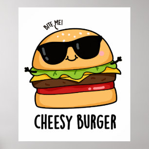 Póster Hamburguesa con queso Chistes divertidos de comida