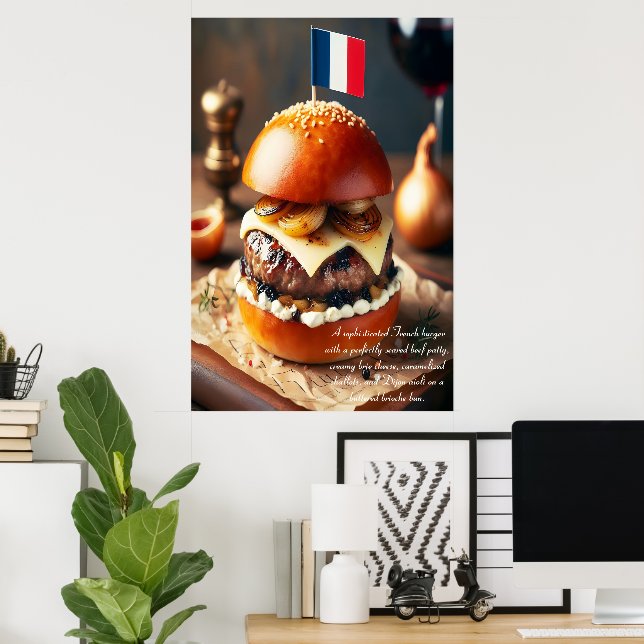 Póster Hamburguesa de pastelería parisina 24x36 (Oficina en casa)