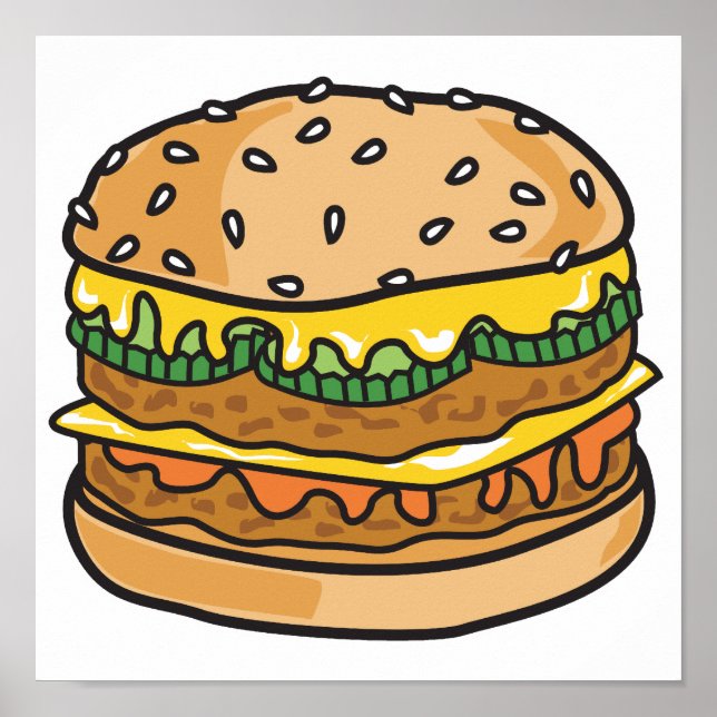 Póster hamburguesa de queso retro (Frente)