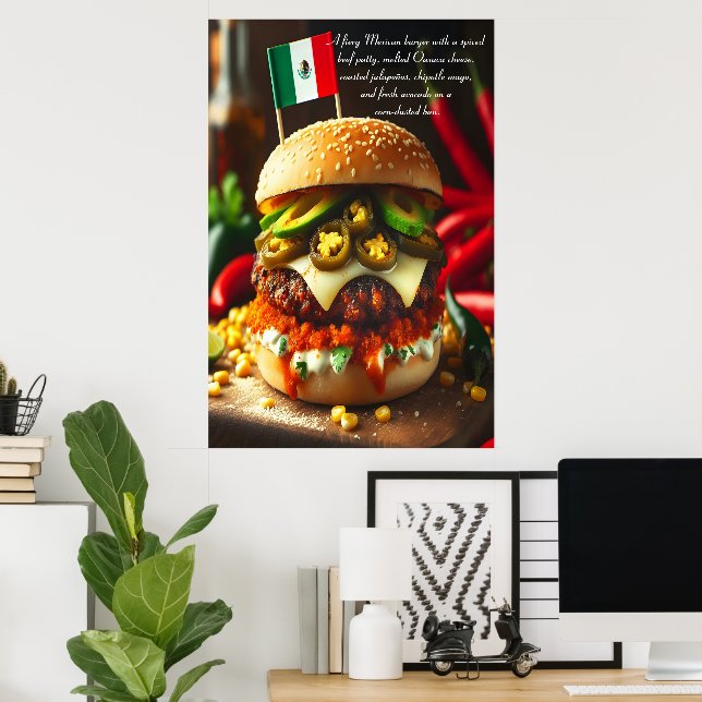 Póster Hamburguesa Oaxaca Heatwave 24x36 (Oficina en casa)