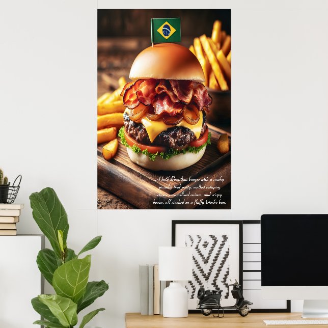 Póster Hamburguesa Picanha 24x36 brasileña (Oficina en casa)