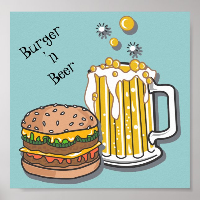 Póster Hamburguesa y cerveza (Frente)