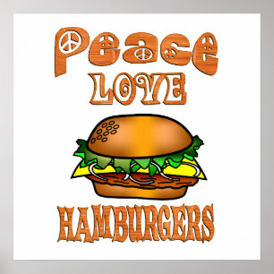 Póster Hamburguesas del amor de la paz