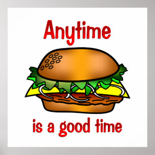 Póster Hamburguesas en cualquier momento