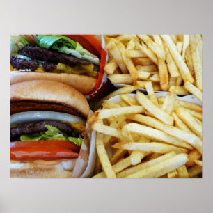 Póster Hamburguesas y fritas