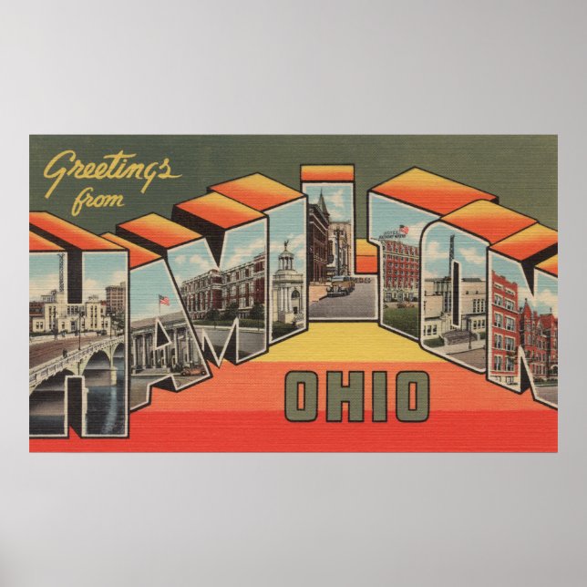 Póster Hamilton, Ohio - Escenas de letras grandes (Frente)