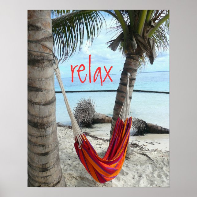 Póster Hammock on Caribbean Beach Poster (Frente)