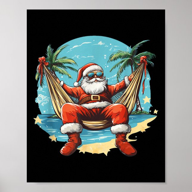 Póster Hammock Santa Claus Costume Con Sungles (Frente)