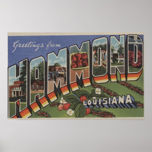 Póster Hammond, Louisiana - Escenas de letras grandes (Frente)