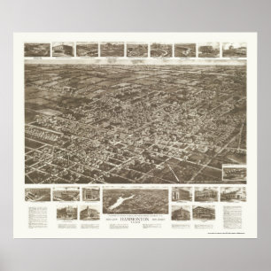 Póster Hammonton, Mapa Panorámico NJ - 1926