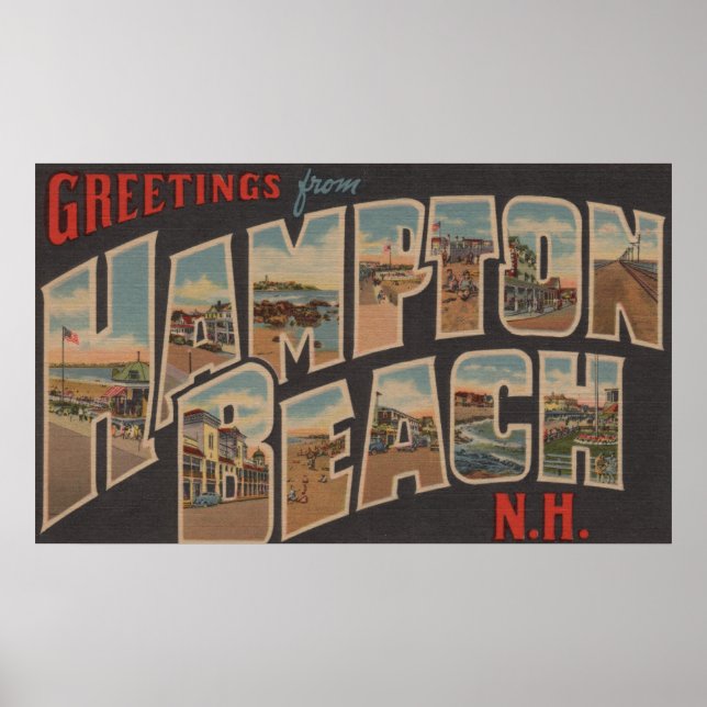 Póster Hampton Beach, New Hampshire - Letra grande (Frente)