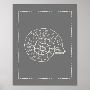 Póster Hamptons Style Spiral Shell Print