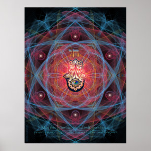 Póster Hamsa-Chai con la bendición del hogar